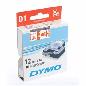 Feliratozó szalag DYMO D1 12mm x 7m átlátszó alapon piros írásszín