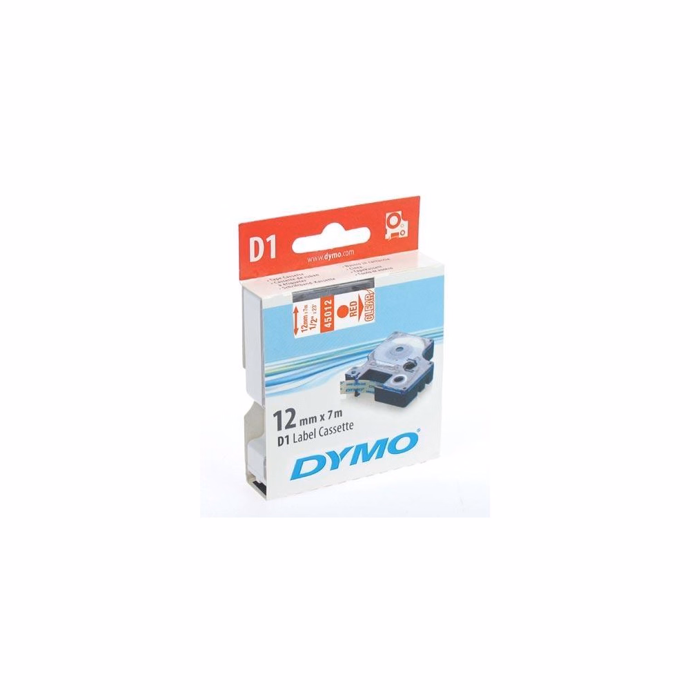 Feliratozó szalag DYMO D1 12mm x 7m átlátszó alapon piros írásszín