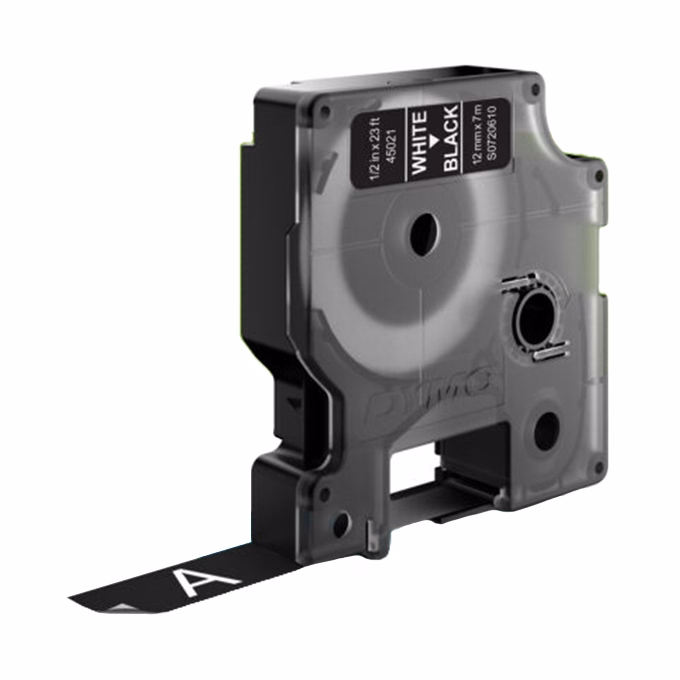 Feliratozó szalag DYMO D1 12mm x 7m fekete alapon fehér írásszín