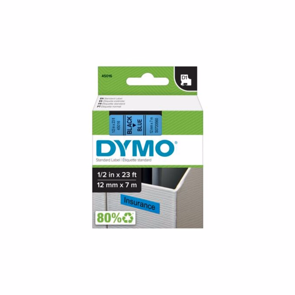 Feliratozó szalag DYMO D1 12mm x 7m kék alapon fekete írásszín