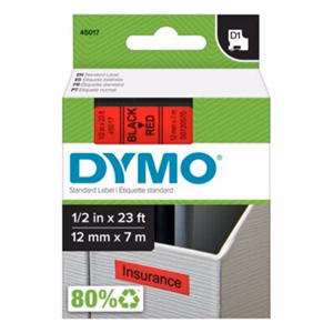Feliratozó szalag DYMO D1 12mm x 7m piros alapon fekete írásszín