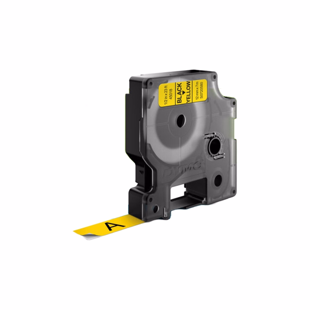 Feliratozó szalag DYMO D1 12mm x 7m sárga alapon fekete írásszín Feliratozó szalag DYMO D1 12mm x 7m sárga alapon fekete írásszín