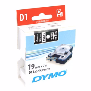 Feliratozó szalag DYMO D1 19mm x 7m fekete alapon fehér írásszín