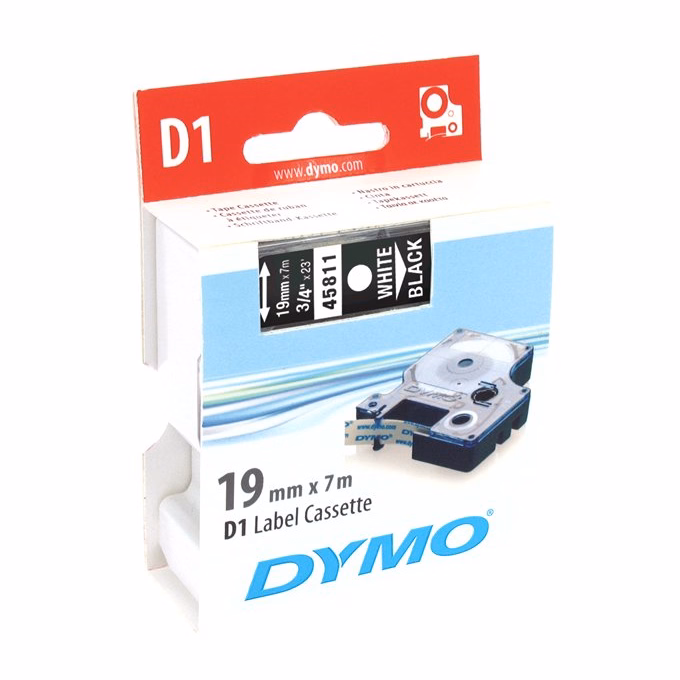 Feliratozó szalag DYMO D1 19mm x 7m fekete alapon fehér írásszín