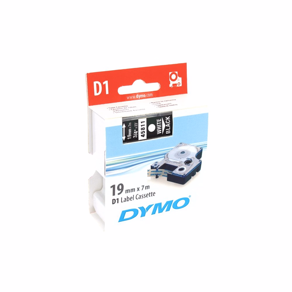 Feliratozó szalag DYMO D1 19mm x 7m fekete alapon fehér írásszín