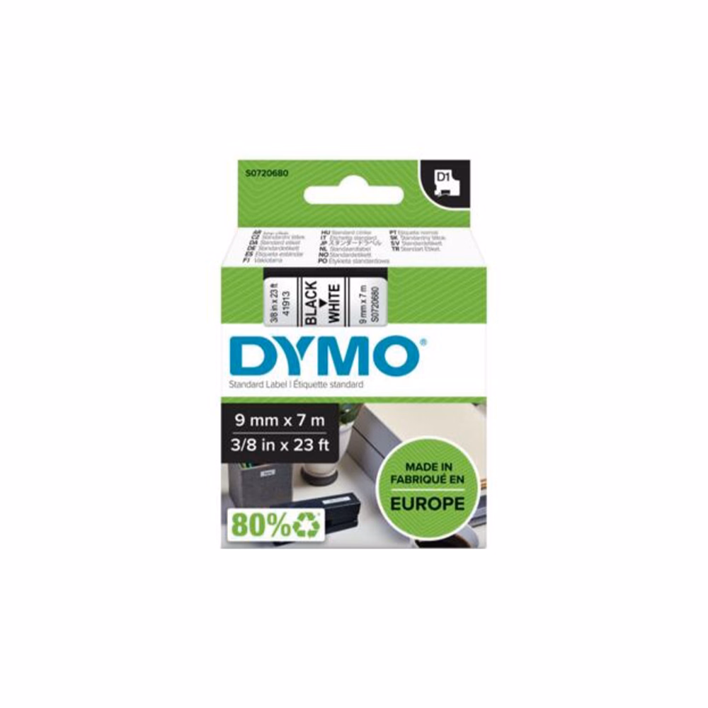 Feliratozó szalag DYMO D1 9mm x 7m fehér alapon fekete írásszín
