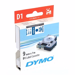 Feliratozó szalag DYMO D1 9mm x 7m fehér alapon kék írásszín