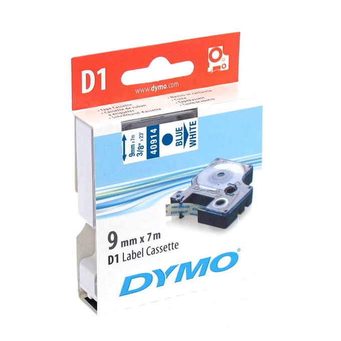 Feliratozó szalag DYMO D1 9mm x 7m fehér alapon kék írásszín