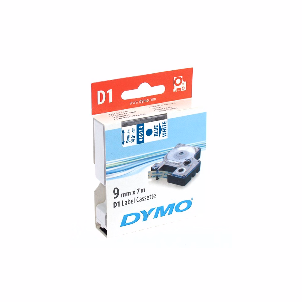 Feliratozó szalag DYMO D1 9mm x 7m fehér alapon kék írásszín