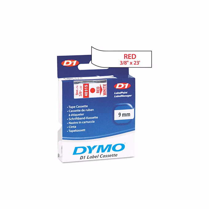 Feliratozó szalag DYMO D1 9mm x 7m fehér alapon piros írásszín