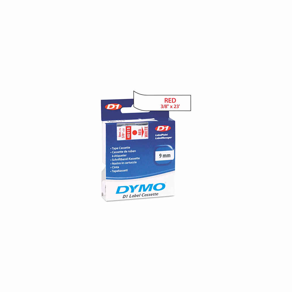 Feliratozó szalag DYMO D1 9mm x 7m fehér alapon piros írásszín