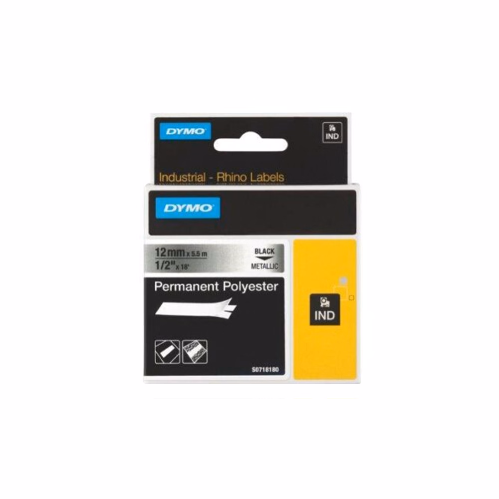 Feliratozó szalag DYMO ID1 12mm x 5,5m poliészter metál alapon fekete írásszín