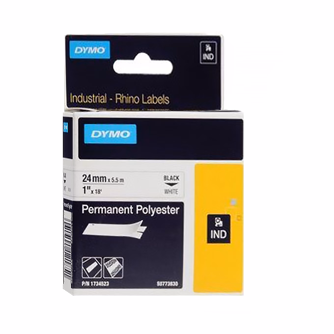 Feliratozó szalag DYMO ID1 24mm x 5,5m nylon fehér alapon fekete írásszín