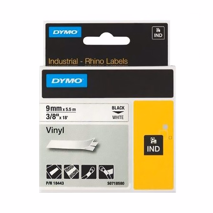 Feliratozó szalag DYMO ID1 9mm x 5,5m poliészter fehér alapon fehér írásszín