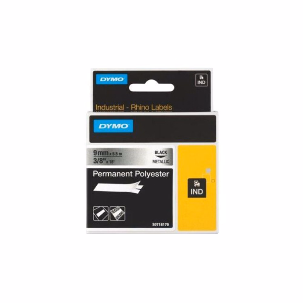 Feliratozó szalag DYMO ID1 9mm x 5,5m poliészter metál alapon fekete írásszín