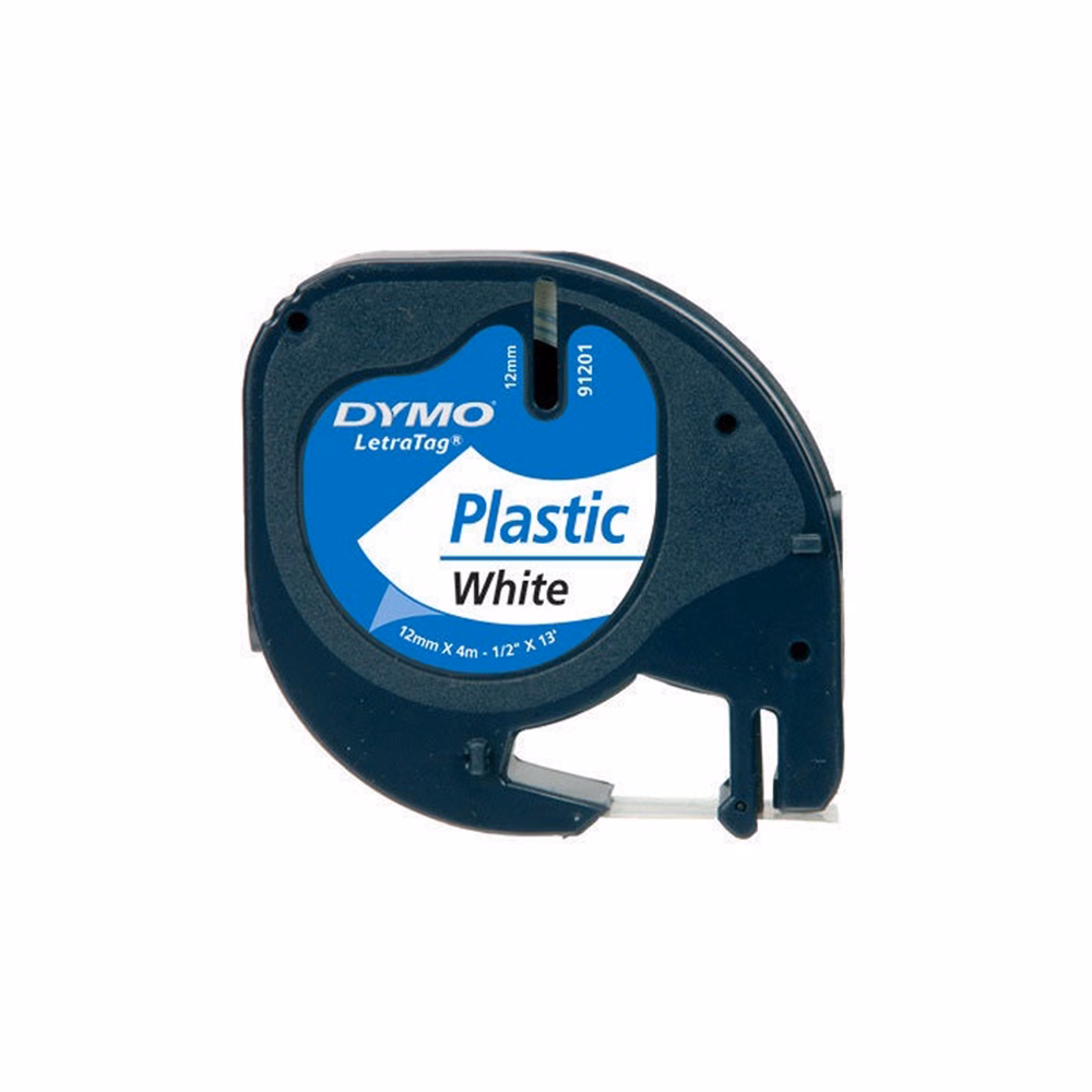 Feliratozó szalag DYMO LetraTag 59422 12mm x 4m műanyag fehér alapon fekete írásszín Feliratozó szalag DYMO LetraTag 59422 12mm x 4m műanyag fehér alapon fekete írásszín