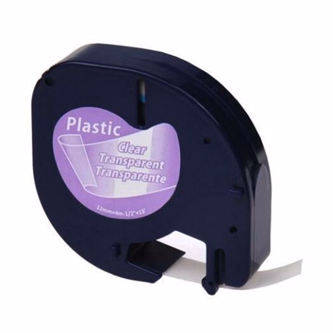 Feliratozó szalag DYMO Letra Tag 12268 12mm x 4m műanyag átlátszó alapon fekete írásszín