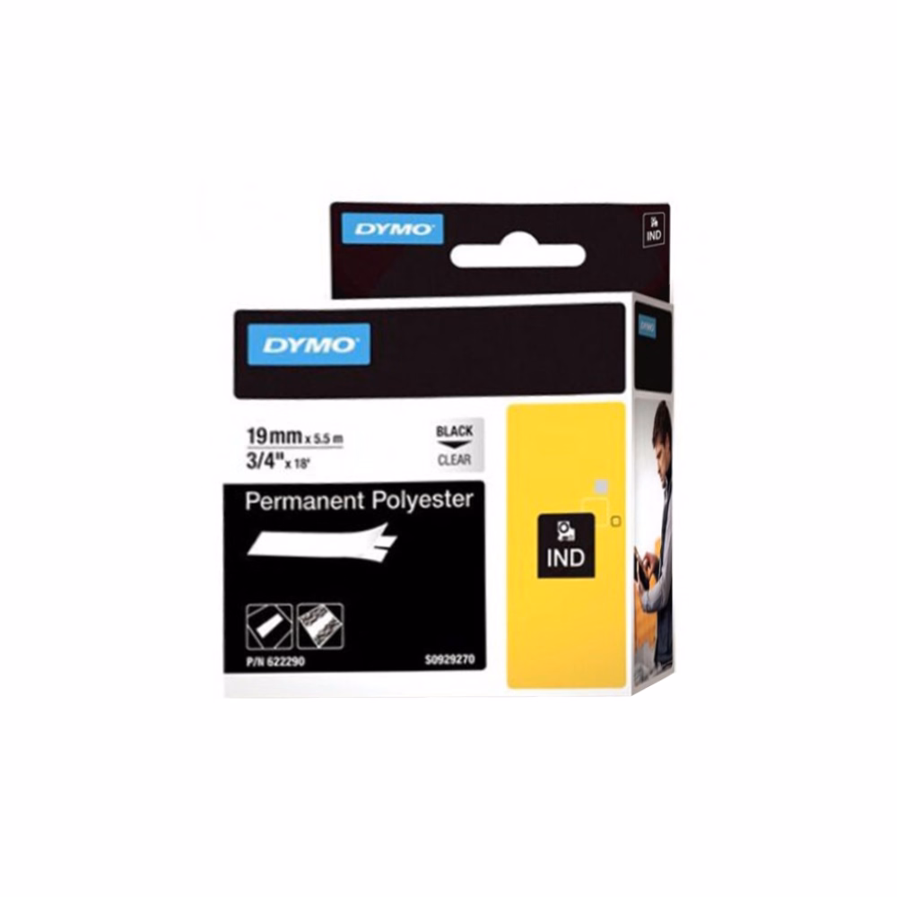 Feliratozó szalag DYMO Rhino 19mm x 5,5m poliészter átlátszó alapon fekete írásszín