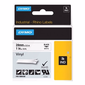 Feliratozó szalag DYMO Rhino 24mm x 5,5m PVC fehér alapon fekete írásszín