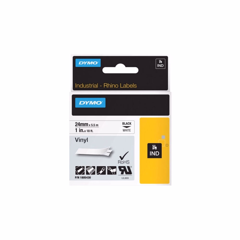 Feliratozó szalag DYMO Rhino 24mm x 5,5m PVC fehér alapon fekete írásszín