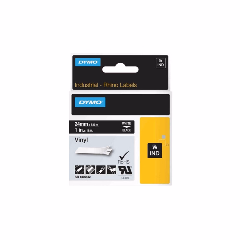Feliratozó szalag DYMO Rhino 24mm x 5,5m PVC fekete alapon fehér írásszín