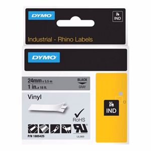Feliratozó szalag DYMO Rhino 24mm x 5,5m PVC szürke alapon fekete írásszín