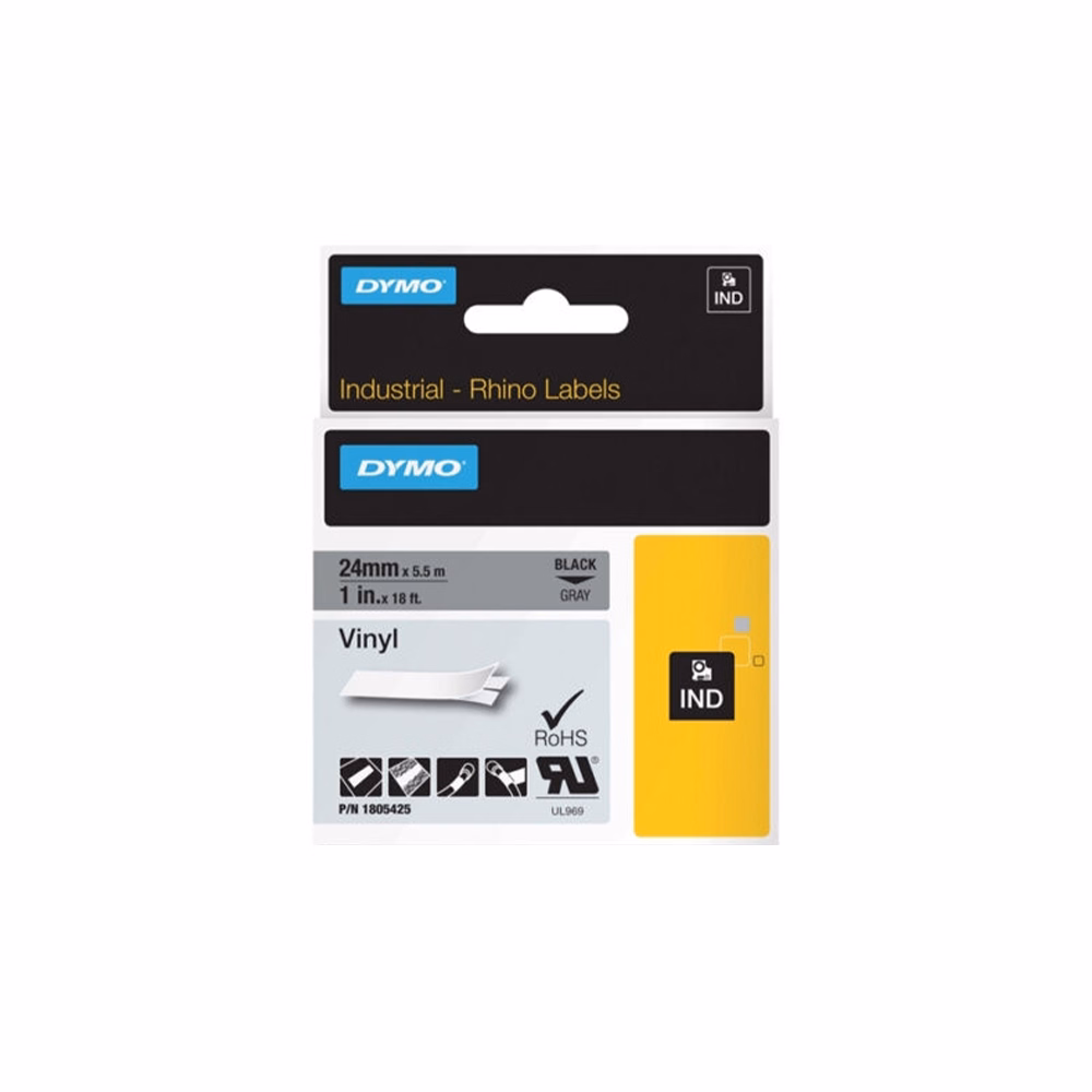 Feliratozó szalag DYMO Rhino 24mm x 5,5m PVC szürke alapon fekete írásszín
