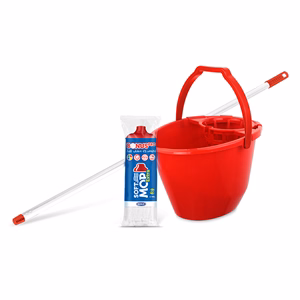 Felmosó szett BONUS extra vödör 11L+ 120cm nyél + softmop pótfej piros