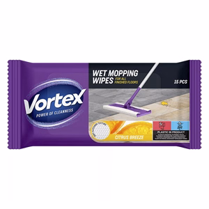Felmosó törlőkendő VORTEX nedves Citrus Breeze 15 darabos