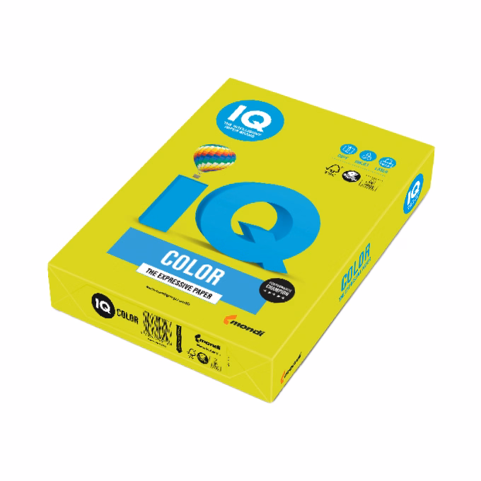 Fénymásolópapír színes IQ Color A/3 80 gr neon zöld NEOGN 500 ív/csomag