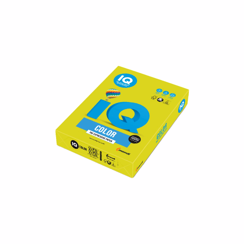 Fénymásolópapír színes IQ Color A/3 80 gr neon zöld NEOGN 500 ív/csomag