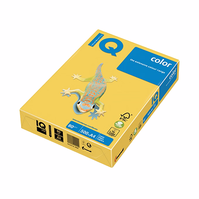 Fénymásolópapír színes IQ Color A/4 80 g intenzív sárga IG50 500 ív/csomag