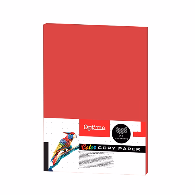 Fénymásolópapír színes OPTIMA A/4 80 g piros 100 ív/csomag