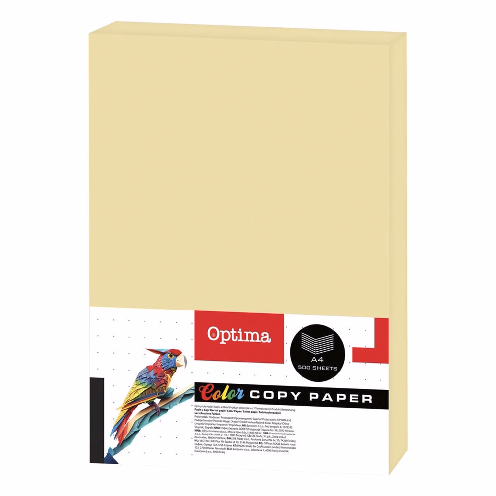 Fénymásolópapír színes OPTIMA A/4 80 g pasztell sárga 500 ív/csomag