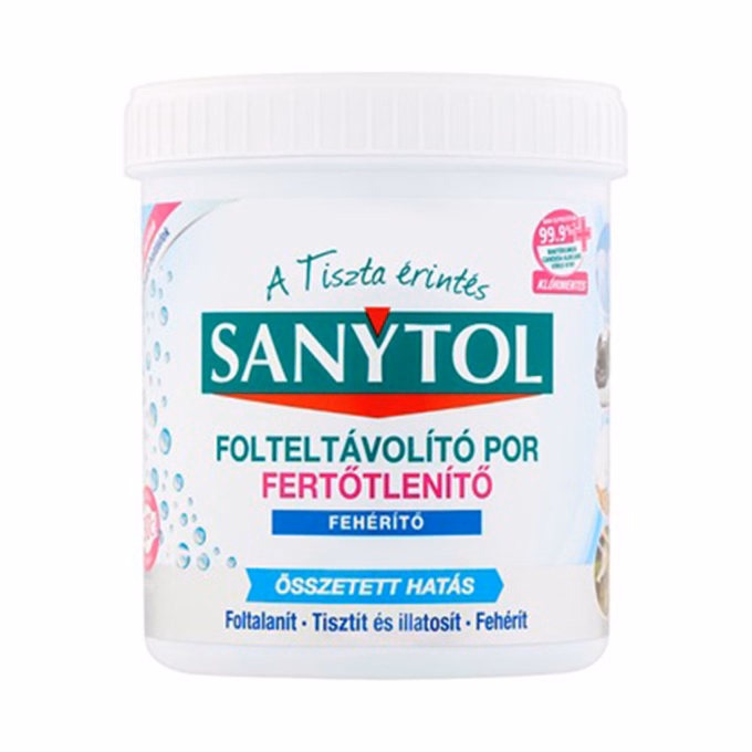 Fertőtlenítő folteltávolító por SANYTOL textíliákhoz 450 g
