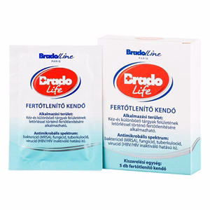 Fertőtlenítő törlőkendő BRADOLIFE 1-vel csomagolt 5 darabos