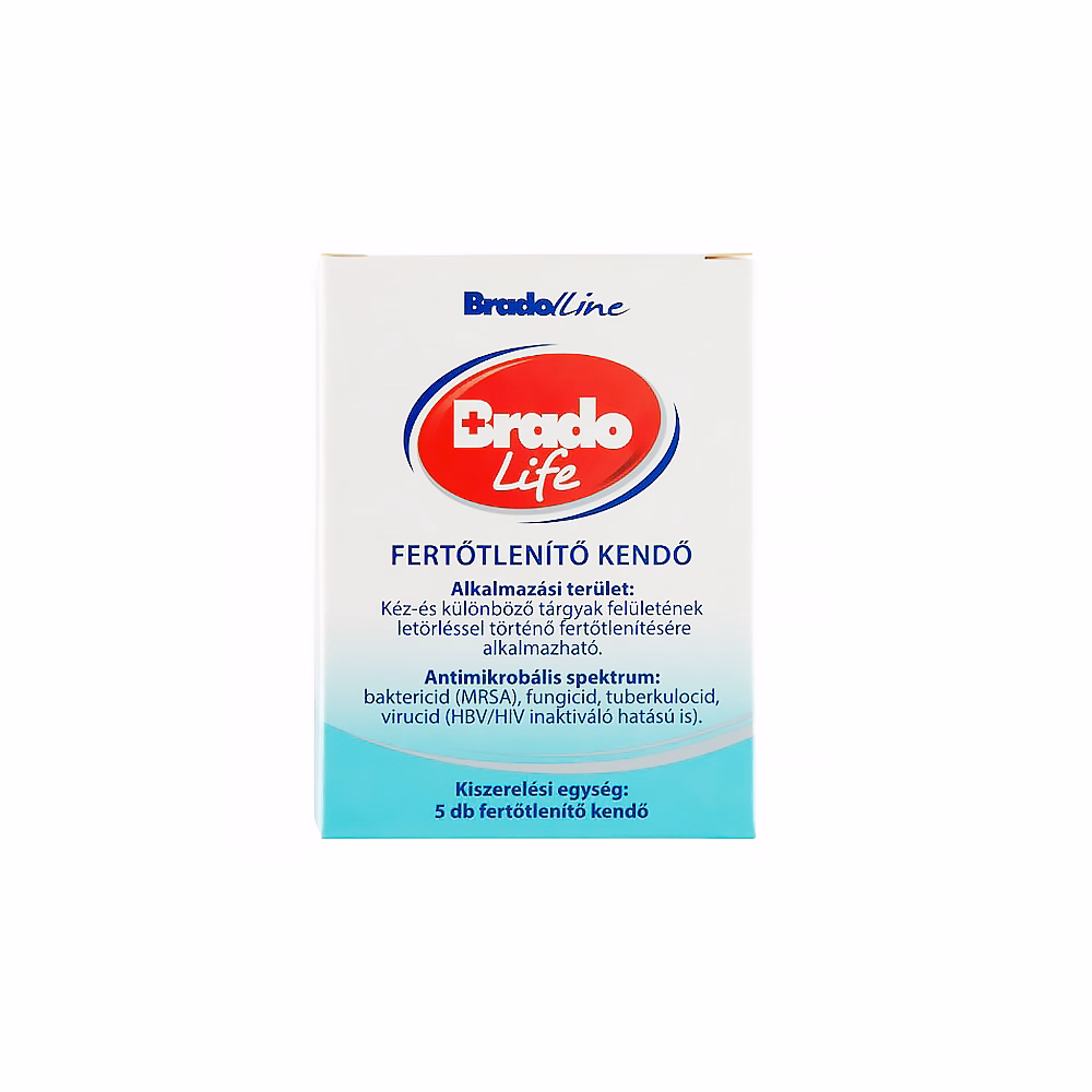 Fertőtlenítő törlőkendő BRADOLIFE 1-vel csomagolt 5 darabos
