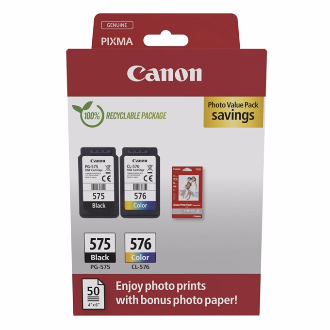 Festékpatron CANON PG-575/CL-576 Multipack + 10x15 GP-501 fotópapír