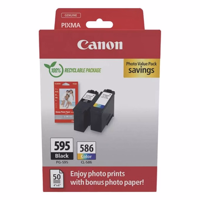 Festékpatron CANON PG-595/CL-586 Multipack + 10x15 GP-501 fotópapír