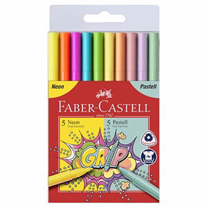 Filctoll FABER-CASTELL Grip neon/pasztell 10 darabos