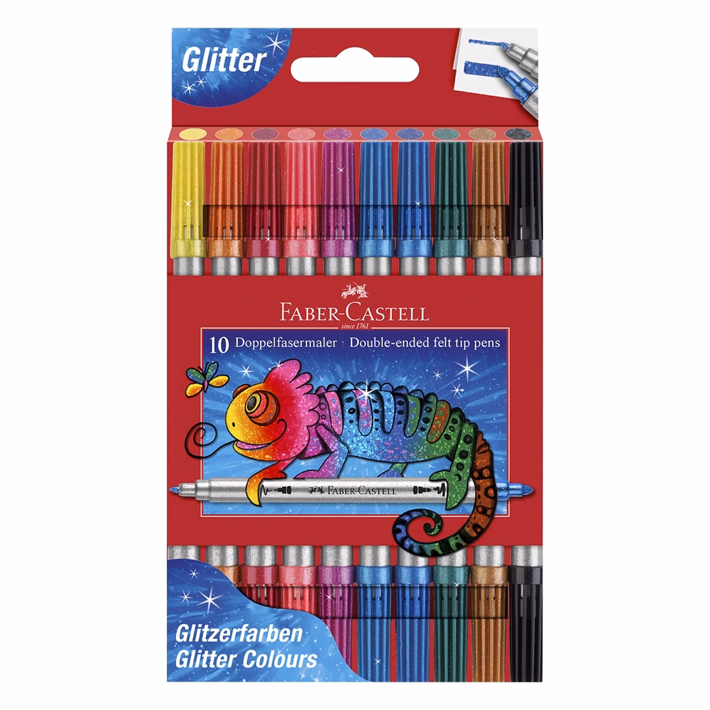 Filctoll FABER-CASTELL kétvégű csillámos 10 darabos