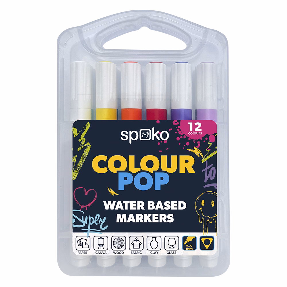 Filctoll SPOKO Colour Pop háromszögletű vízbázisú 12 darabos