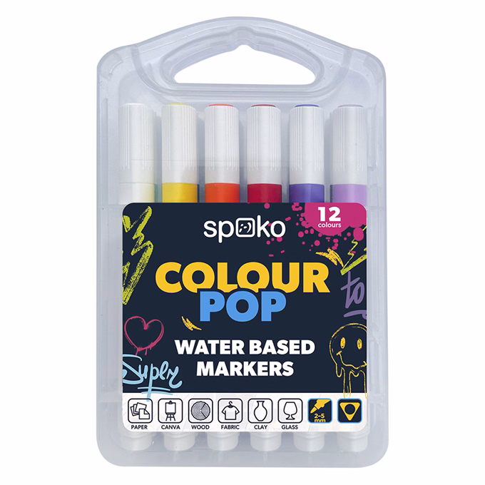 Filctoll SPOKO Colour Pop háromszögletű vízbázisú 12 darabos