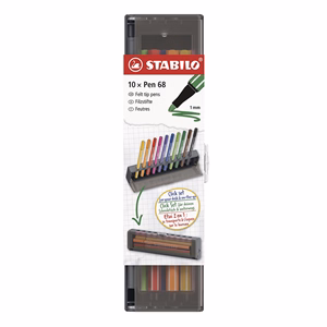 Filctoll STABILO Pen 68 10 darabos hordozható asztali tartóban