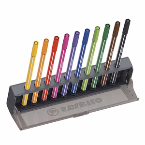 Filctoll STABILO Pen 68 10 darabos hordozható asztali tartóban