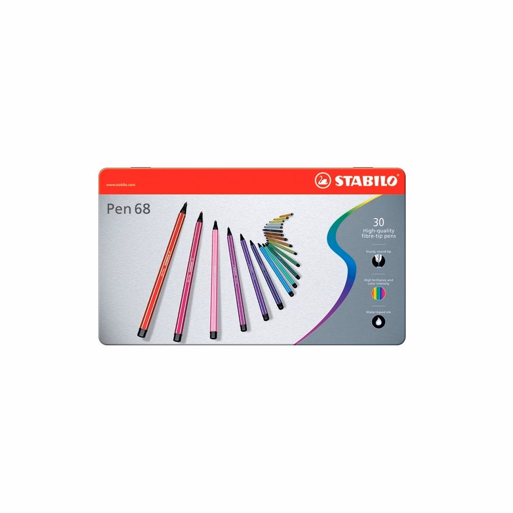 Filctoll STABILO Pen 68 30 darabos fém dobozban