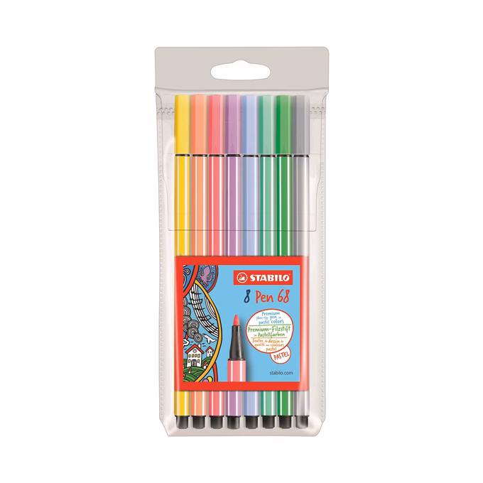 Filctoll STABILO Pen 68 8 darabos készlet pasztell színben