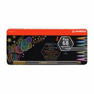 Filctoll STABILO Pen 68 metallic 8 darabos fémdobozban