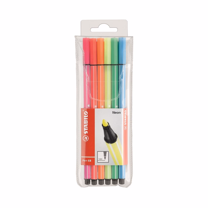 Filctoll STABILO Pen 68 neon 6 darabos