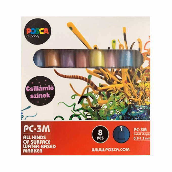 Filctoll UNI Posca PC-3M csillám színek 8 darabos Filctoll UNI Posca PC-3M csillám színek 8 darabos